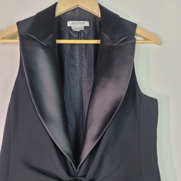 Kay Unger New York All Black plunge v-neck cocktail dress size 10 - Picture 5 of 13